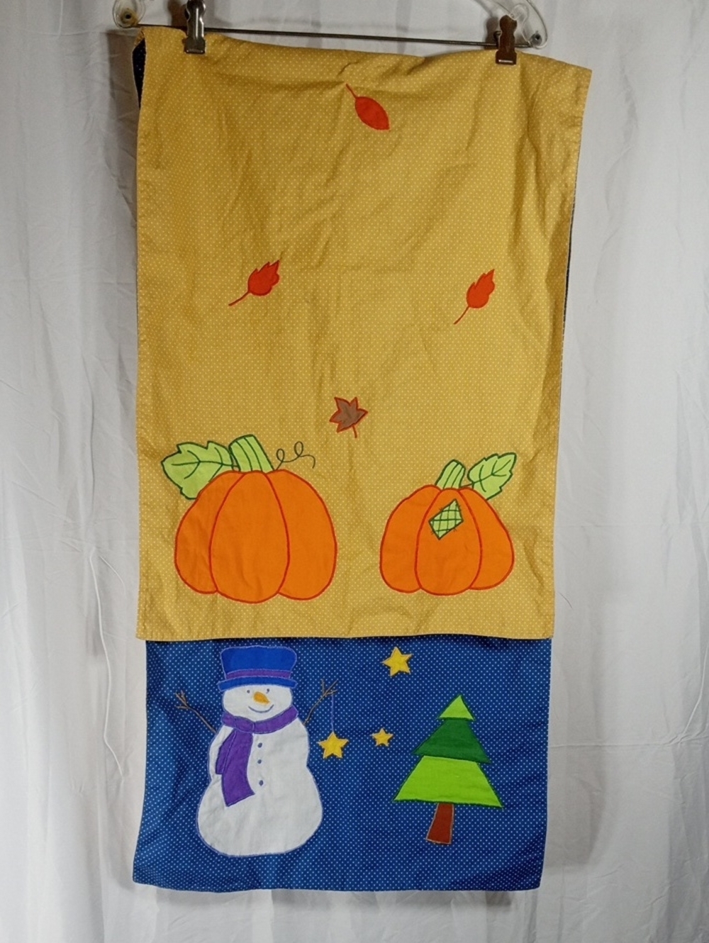 Festive Pumpkin and Snowman Table Runner Double Sided